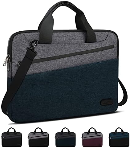 Lubardy Laptop Bag 15.6 Inch Laptop Case with Handles Waterproof Shoulder Messenger Bag for Women men Multifunctional Business Work Dark Grey Black