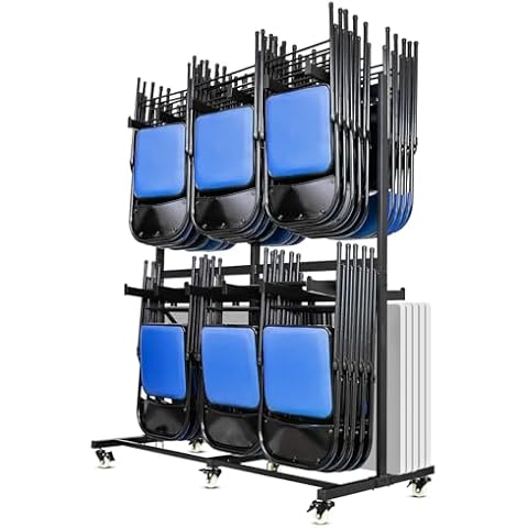 Gliretiky Folding Chair Storage Rack for Weddings in Thickened Double Layer Folding Chair Racks for Storage with Locking Rubber Wheels can Withstand 800LBS Capacity Cover