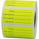 Specimen Collection Medical Healthcare Labels, 1 x 2 Inch Rectangles, 500 Total Per Roll