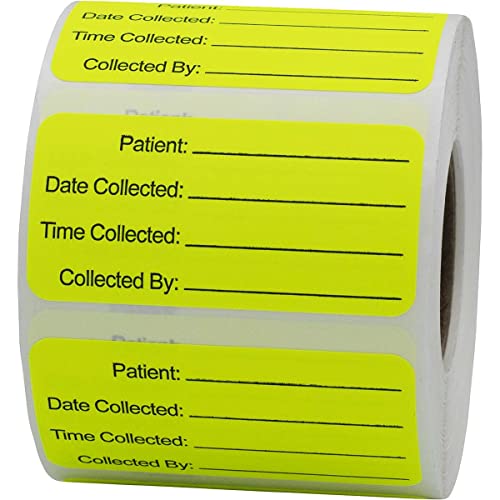 Specimen Collection Medical Healthcare Labels, 1 x 2 Inch Rectangles, 500 Total Per Roll