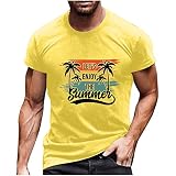 Tops for Men Sunset Beach Palm Tree Tshirt Funny Letter Print Tropical Shirts Summer Vacation Holida