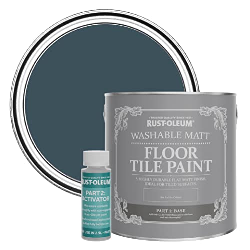 Rust-Oleum Blue Washable Matt Floor Tile Paint - Evening Blue 2.5L