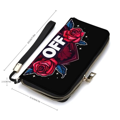 Fuck Off Long Wallet PU Leather Credit Card Holder Purse Coin Pocket with Hand Strap2