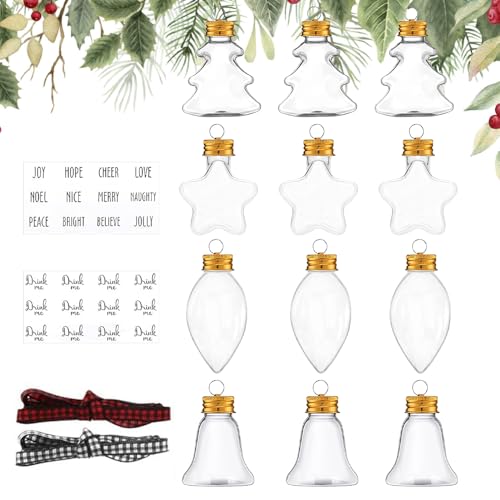 FuxFuis 12 Stück Weihnachtskugeln zum Befüllen, Kunststoff...