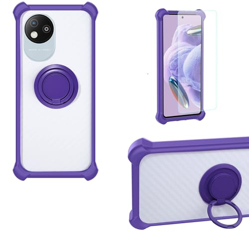 jioeuinly Case Compatible for Zte Blade A35 Lite Phone Case Cover PC backplane + Silicone Soft Frame Cover [360 Metal Ring, Magnetic Car Mount] CSKB-ZI