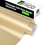 VINYL FROG Matte Metallic Gold Adhesive Vinyl, 12' x6ft Champagne Gold Permanent VinylRoll - Metallic Satin Adhesive-Vinyl for Home Decor, Mug, Car and Other Stickers