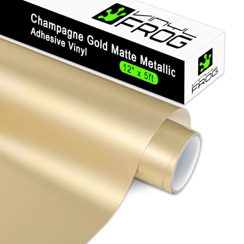 VINYL FROG Metallic Permanent Vinyl Satin Adhesive Vinyl Roll 1x6ft Gold Craft Vinyl for Mug, Cup, Window & Home Deco,and Other DIY Projects