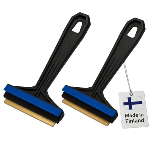 Quentus Group Raschietto Ghiaccio Auto Murska – Sbrinatore Parabrezza con Lama in Ottone Finlandese – Set 2 Pezzi – Accessorio Invernale Resistente – Made in Finland