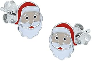 Christmas Santa Claus Stud Earrings - 925 Sterling Silver