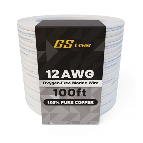 GS Power 100Ft Duplex Marine Wire, 12 Gauge Wire, Oxygen-Free Tinned Copper 12 AWG Electrical Boat Wiring, Sheathed Copper Marine Grade Electrical Cable for Boat Automotive RV Camper Trailer