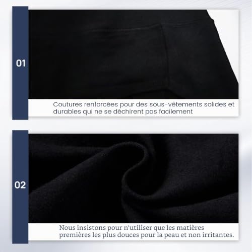 TUUHAW Lot Culotte Femme Coton Lot de 5 Taille Haute Noir Sport Slip L – vue 4