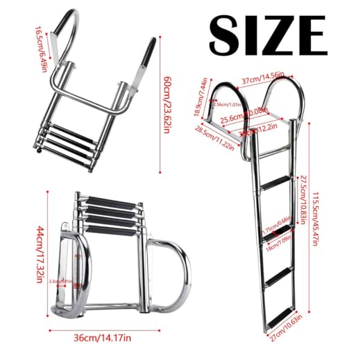 Escalera Plegable de Acero Inoxidable para Piscina y Barco miniatura 7