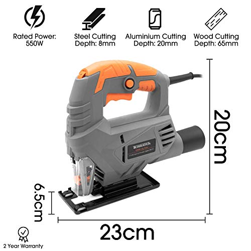 Terratek Electric Jigsaw 550W 3000SPM, 5 Speed Jigsaw Tool, Jigsaw Cutting 65mm Wood, 8mm Metal, Max 45 Cutting Angle, 5 Blades with Jig Saw Carrying Case and Vacuum Adaptor 6 Terratek Electric Jigsaw 550W 3000SPM, 5 Speed Jigsaw Tool, Jigsaw Cutting 65mm Wood, 8mm Metal, Max 45 Cutting Angle, 5 Blades with Jig Saw Carrying Case and Vacuum Adaptor - Image 6