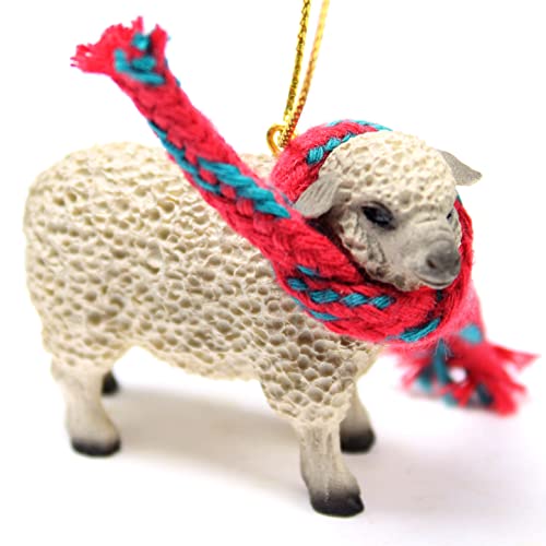 Conversation Concepts Sheep Tiny Miniature One Christmas Ornament - Delightful! - Made with Resin, White