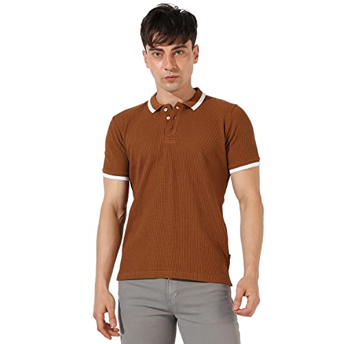 Image of CAHOOT Men's Spread Collar Regular Fit Casual T-Shirt for Casual Wear | T-Shirt Crafted with Regular Sleeves, Comfort Fit and High-Performance for Everyday Wear