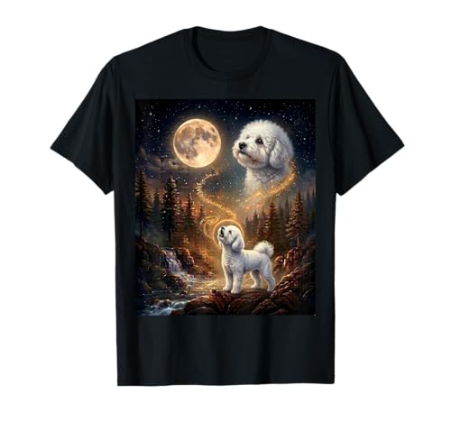 Bichon Frise Howling At The Moon Funny Bichon Frise Dog T-Shirt