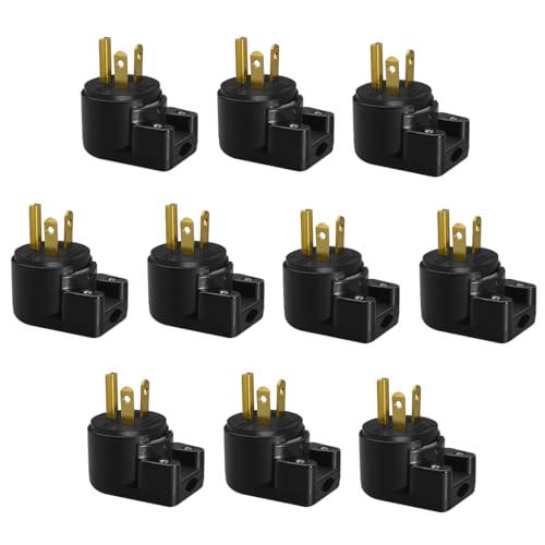 JORINDO 10 Pack 90 Degree 3 Pole DIY Rewirable,Right Angle Nema 6-20P 20A 250V AC Plug,12 Direction Rotatable Plug,Replacement Cord Connector Outlet. (10 Pcs NEMA 6-20P Plus) by JORINDO - Used condition - US$37.89