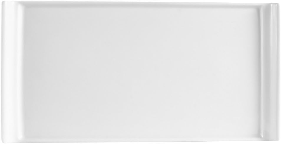 CAC China DYN-91 Dynasty Super White Porcelain Rectangular Platter 20-1/4" x 9-1/4" - 1 Each