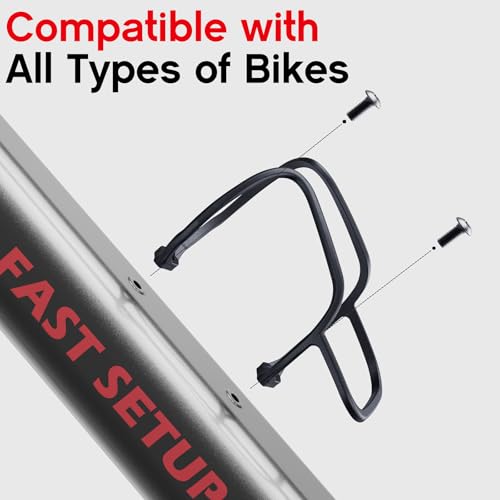 Mixed Bike Water Bottle Holder Cage - Carbon Fiber Reinforced - Ultra-Light 12g, Universal Bike Cup Rack for Road & MTB Bicycles - Secure Fit, No-Rattle, Includes Screws & Tool - Easy Install, Black