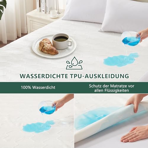 BEDLORE Matratzenschoner 180x200 cm, 100% wasserdichte und atmungsaktive Matratzenauflage mit tiefem Taschen-Design (für Matratzen bis 40 cm), maschinenwaschbar (Weiß)