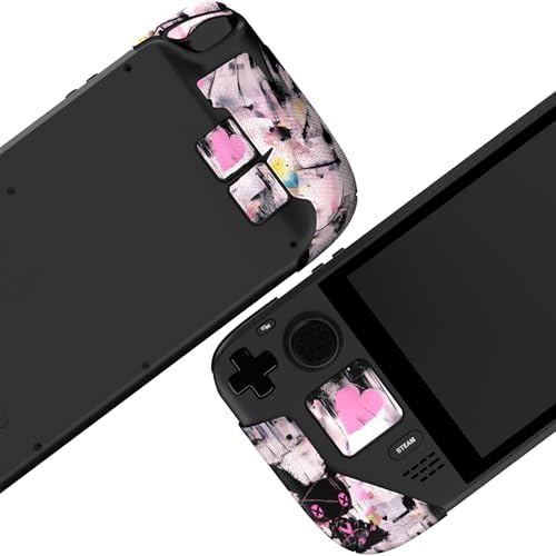 PlayVital Premium Split Handle Grips for Steam Deck LCD & OLED - Soft Rubber Pads, Trackpads Skin, Trigger Back Button With Thumb Grips - Hexagonal Diamond Textured Lovely Punky Bunny — view 6