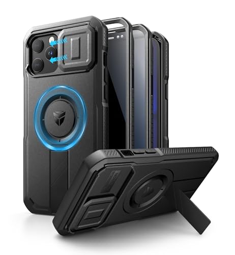 Dexnor iPhone 12 Pro Max/13 Pro Max�Ή� �X���C�h���J�����J�o�[�������\�L�b�N�X�^���h���̂������h�~�t�B�����t�� MagSafe�Ή� �ϏՌ��o���p�[�P�[�X�����C�ی�J�o�[ �u���b�N(�u���b�N)