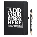 Vebermo Personalised Notebook with Pen - Customisable A5 Journal Notebook Daily Journals For Writing - 5.8 x 8.3 Journal with 192 Pages 100Gsm Lined Paper for School, Travel, Business, Black