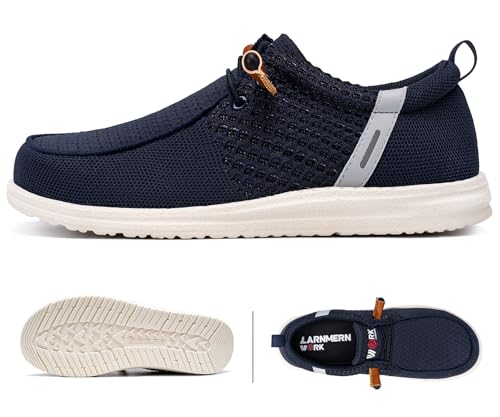Image of LARNMERN Slip On Steel Toe Shoes Men Loafers Work Safety Tennis Sneakers | Lightweight, Comfortable, Walking, Wide, Hands Free, Lounging, House, Mechanic, Construction, Casual, Dress, Office, 0utdoor