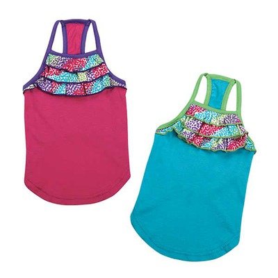 East Side Collection ZM2944 12 16 Confetti Ruffle Tank for Dogs, Small, Bluebird