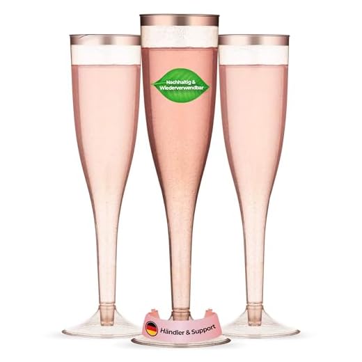 TOROTON 30 Copas de Champán de Plástico, 162ml Desechable Reutilizables Copas de Flauta de Champán - Oro Rosa Bordeado