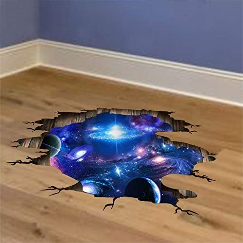 Miniatura 7 de 3D Space Blue Galaxy Wall Floor Stickers-Removable Wall Mural Decals for Kids Bedroom Ceiling Living Room (Galaxy)