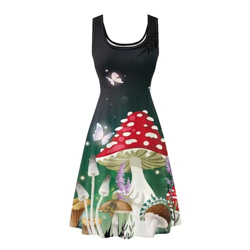 Image of Women's Casual Loose Sundress Midi Sleeveless Crewneck Dress Summer Beach Tank Dress with Pockets