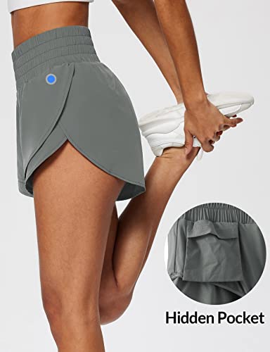 BALEAF Short feminino de treino de 7,6 cm de cintura alta com forro esportivo leve secagem rápida, C
