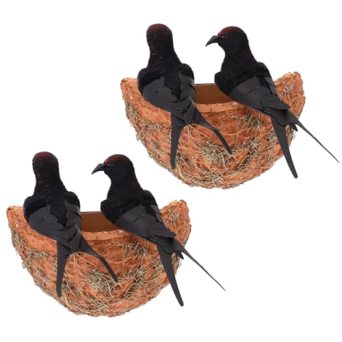 Image of 2 Sets Simulated Swallow Nest Decor Artificial Bird Nest Adornment Photography Prop Miniature Ornaments Foam