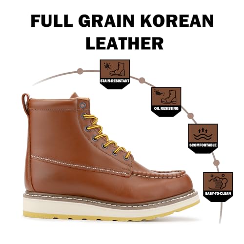 Men's SureTrack 6" & 8'' Leather Soft Toe Work Boot for Men, Welt Construction, Oil/Slip Resistant, Wedge Sole, Moc Toe Men's Work Boots, EH, 84994 & 869942