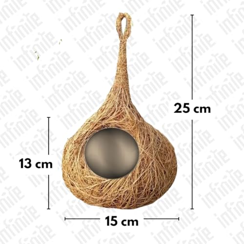 Image of Bird Feeder Water & Food Tray with Nest | Hanging Balcony Bird Feeder for Home Garden | Attracts Sparrows, Parrots, and More - Ideal for Outdoor Use (Nest + Trey + Food Feeder)