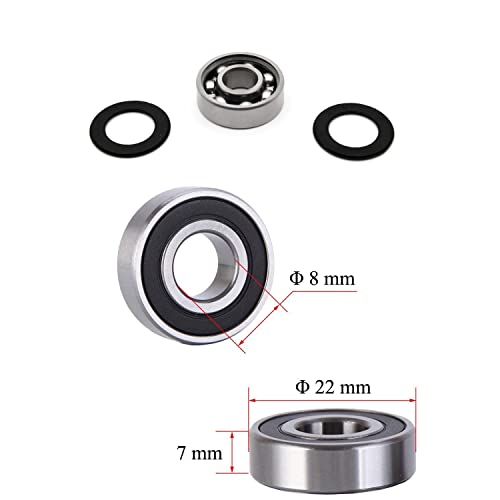 608-2Rs Ball Bearings Skateboard Bearings, Double Rubber Sealed Shielded Deep Groove Bearings For Skateboards, Inline Skates, Scooters, Roller Blade Skates (8Mm X 22Mm X 7Mm) #TOP1