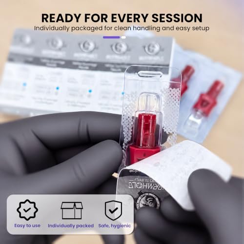 Image of Wormhole Tattoo Needles Rocket 17M1 Needle Cartridge #10 Bugpin 17 Magnum Tattoo Cartridge Needles 20PCS Disposable Finger Ledge Cartridges 3.5MM Taper for Tattoo Gun Tattoo Supplies 1017M1