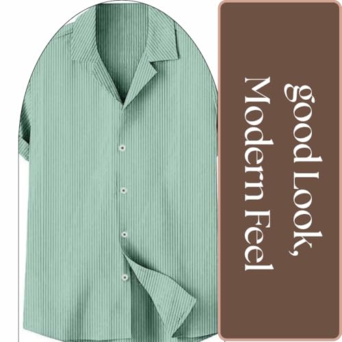 Image of MiraMichi Stylish Men's Regular Fit Half-Sleeve Corduroy Striped Casual Shirt - Perfect