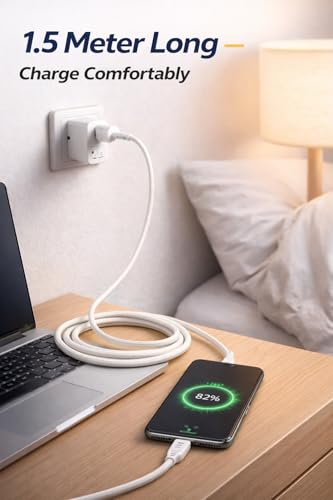 Image of USB Type-A to Type-C Fast Charging Cable, 120W SuperVOOC, Nylon Braided, 1.5 Meters, White (2, 150, Centimeters)