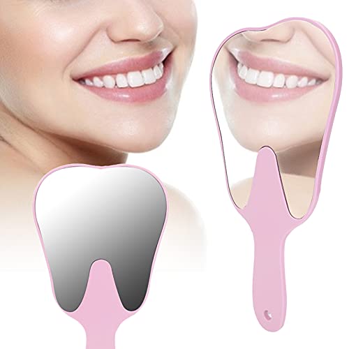 Espelhos dentários, espelho de mão bonito em forma de dente com alça espelho de maquiagem para decor