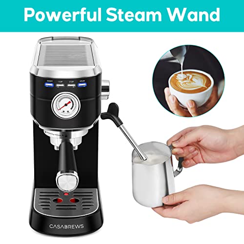 Casabrews Espresso Machine 20 Bar, Professional Espresso Maker With Milk Frother Steam Wand, Compact Espresso Coffee Machine With 34Oz Removable Water Tank For Cappuccino, Latte, Black #TOP2