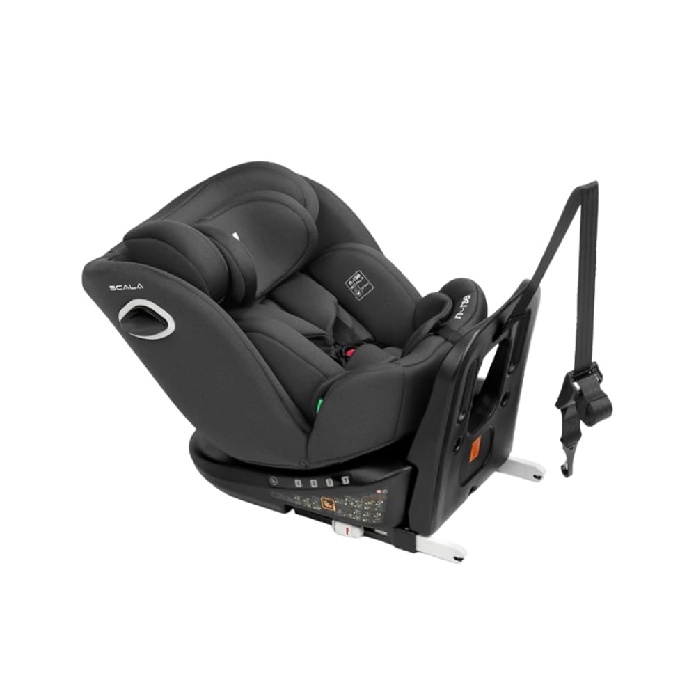Nurse Scala Silla de Coche i-Size 40–150 cm, Giratoria 360º, ISOFIX con Top Tether, A Contramarcha y A Favor de la Marcha, Protección Lateral, Negro
