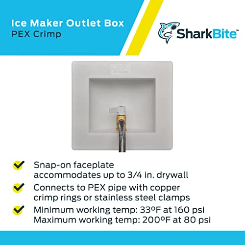 SharkBite PEX Ice Maker Outlet Box - Built-In - 8E+1 Pounds - Brass - Center Drain Option by SharkBite - Used condition - Image 4