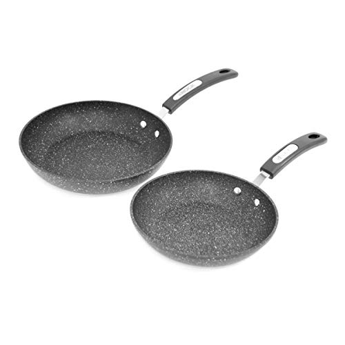 Starfrit The Rock 2-PC 9.5" (24cm) and 8" (20cm) Non-Stick Fry Pans - Durable Forged Aluminum - Oven Safe - PFOA Free - Easy to Clean - Black by Starfrit - Used condition - CA$47.50
