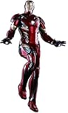 iron man hot toys mark 46 In metallischem Rot, Gold und dunklem Silber bemalt; schlankes, optimiertes Mark XLVI-Rüstungsdesign.