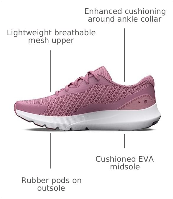 Image of Under Armour Surge 3 Sneakers for Women - Breathable Mesh Upper and Lace up Closure, Sturdy and Durable Shoes
