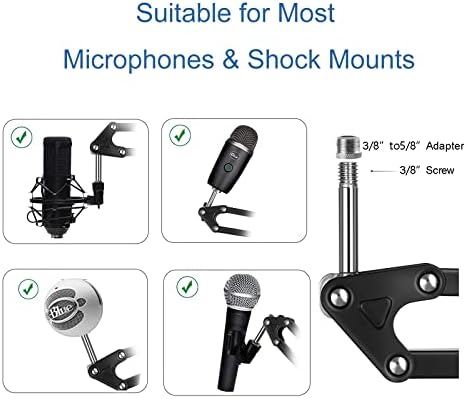 Microphone Boom Arm, VeGue Upgraded Suspension Boom Scissor Mic Stand with Mic Clip, 3/8" to 5/8" Adapter, Pop Filter, Heavy Duty Clamp for Blue Yeti Snowball Ice Nano and Other Mics(VA-20)