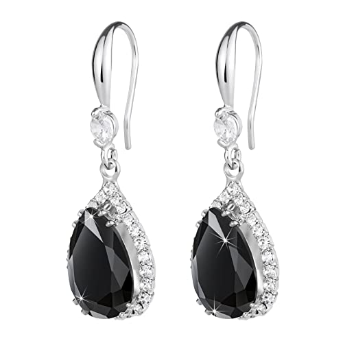 Miniatura 5 de Linawe Pendientes Colgantes De Plata Para Mujer Negra, Conjunto De Joyas, Pendientes Colgantes, Diamantes De Cristal, Pendientes De Joyería A La Moda, Pendientes Largos De Moissanita