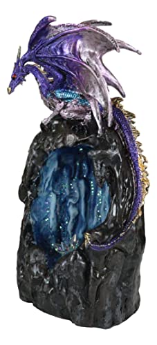 Ebros Gift Purple Azurite Quartz Dragon Climbing On Faux Geode Crystal Gemstone Quarry Mountain Cave Backflow Incense Burner Figurine Faux Stone #TOP6